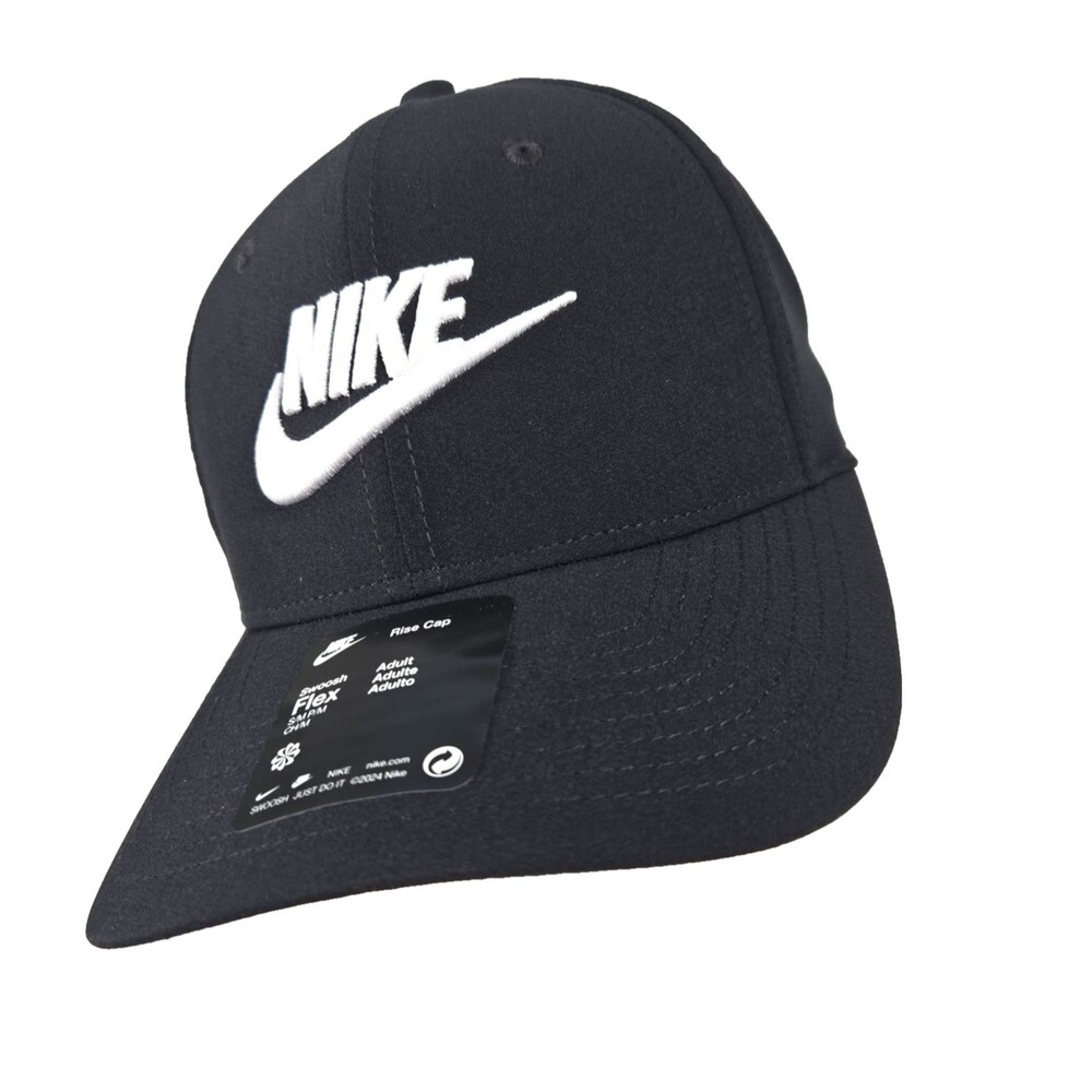 Nike Rise Swoosh Flex Futura Structured Cap University Black Size Medium New NWT